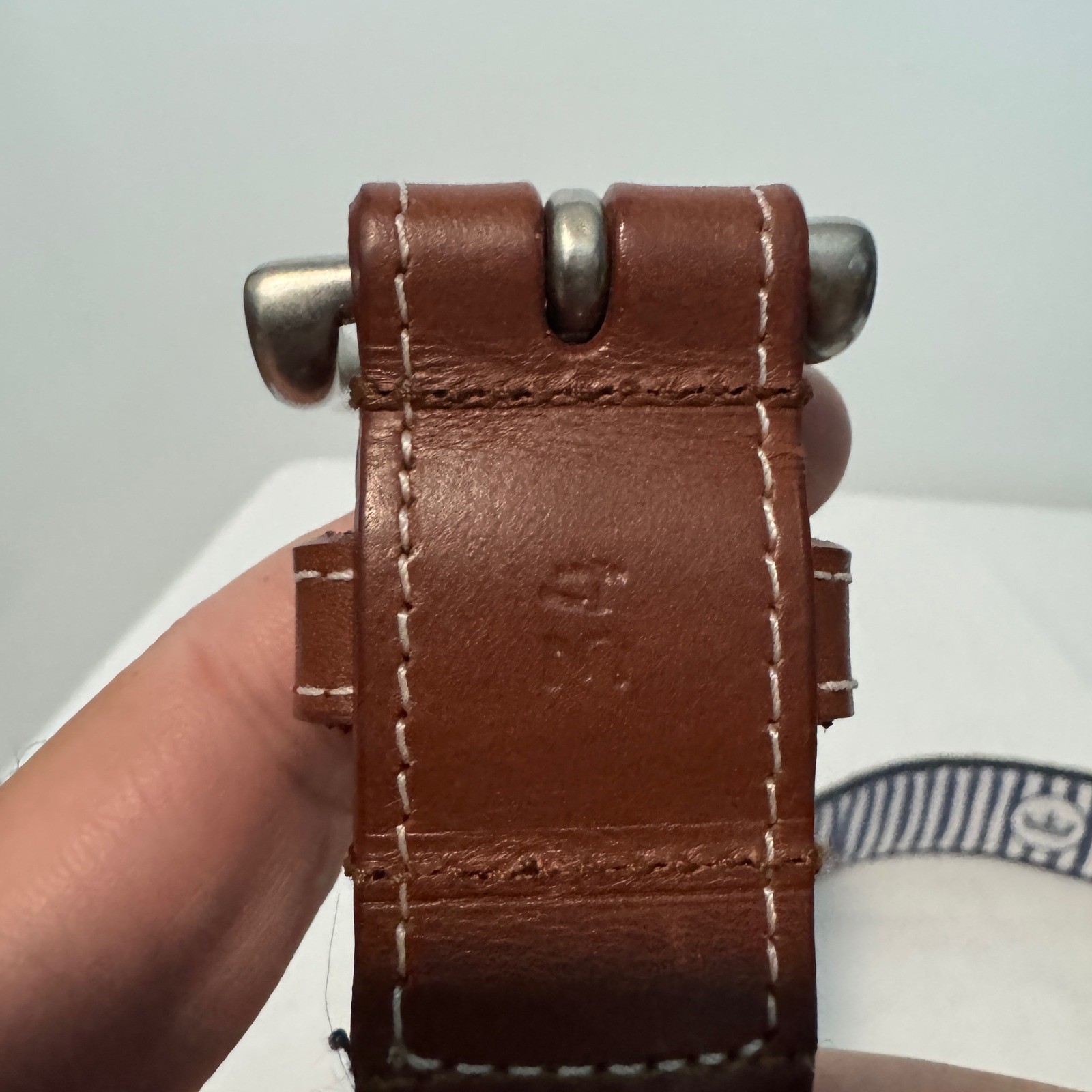 Peter Millar Belt Mens 34 Navy Cactus Embroidered Canvas Leather Brass Golf