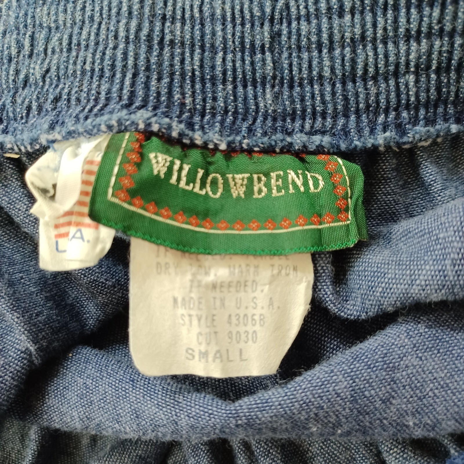 Willowbend Blue Denim Tiered Maxi Skirt Elastic Waist Made in USA Vintage Small