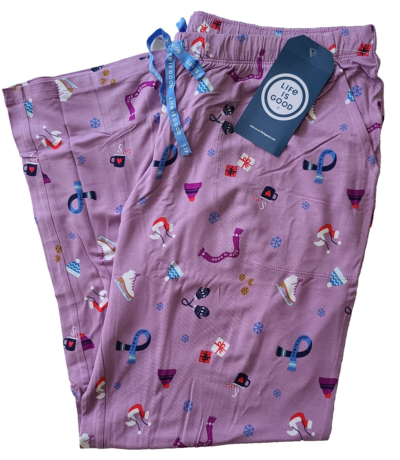 Life Is Good Sleep Lounge Pant Relaxed COZY WINTER PATTERN Snowflake Womens L