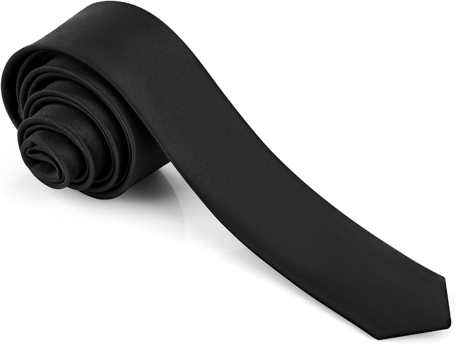 Men’s Ties Solid Pure Color 1.58″ (4CM) Plain Slim Necktie Skinny Black Ties For