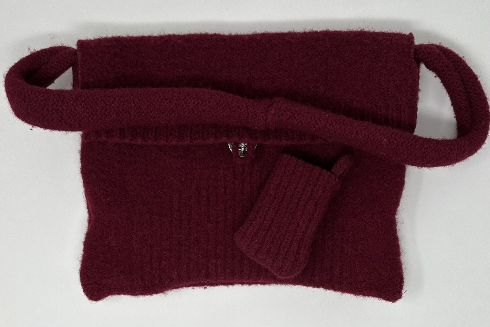 Handmade Wool Shoulder Bag Purse Pouch Button Knitted Felt Fabric Nordic Flair