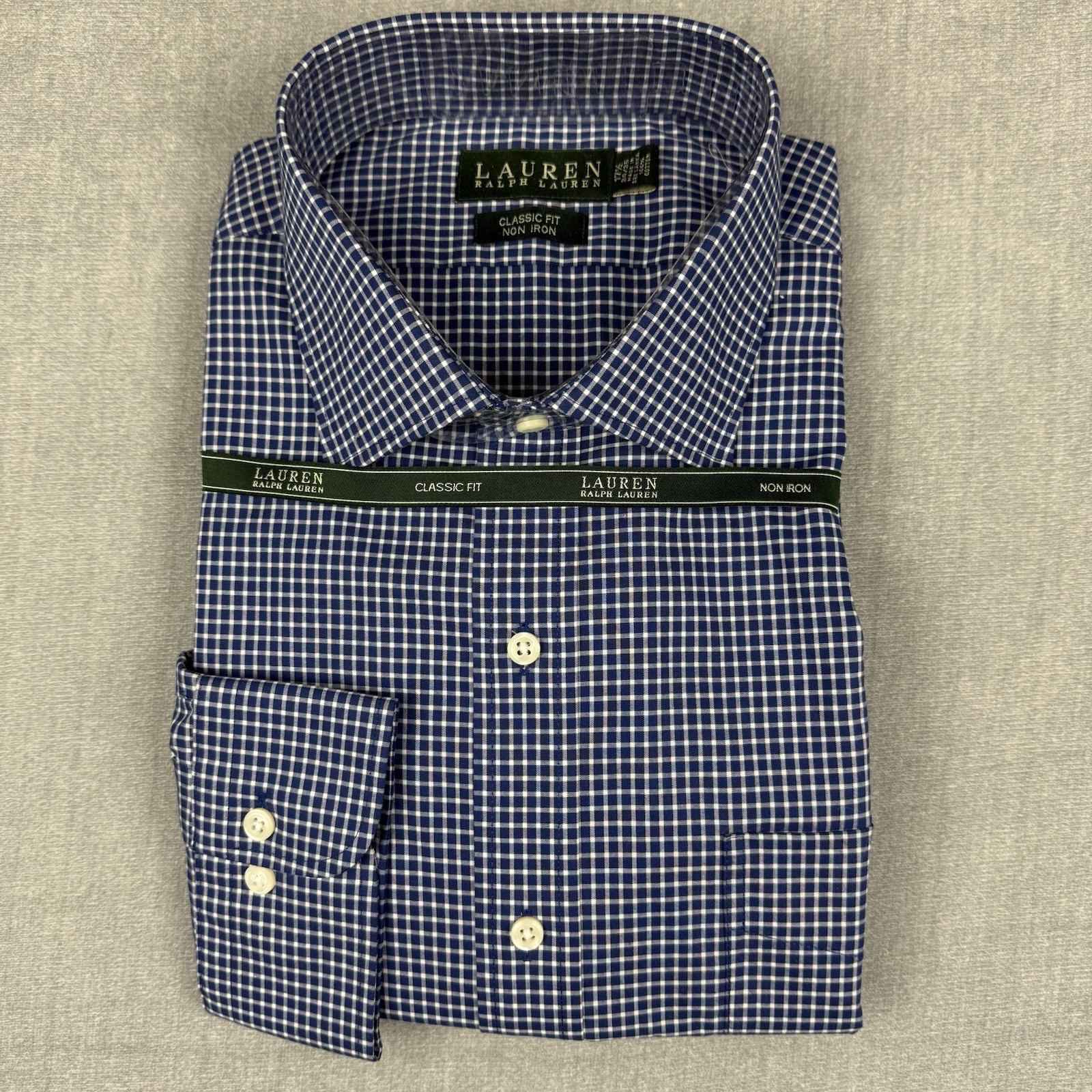 Lauren Ralph Lauren Button Button Down Mens 17 1/2 34/35 Classic Fit Navy White