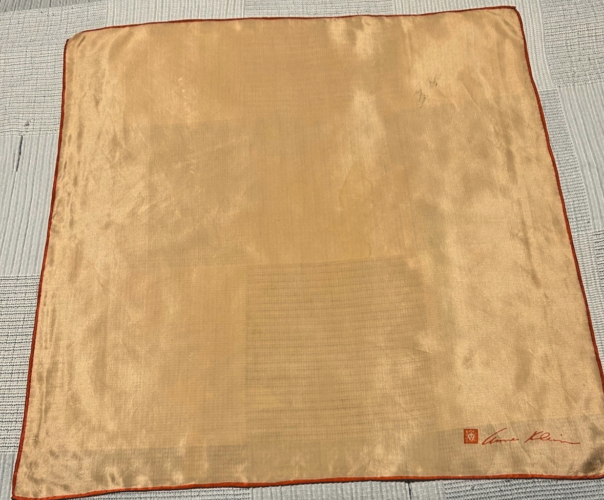 Anne Klein – Vintage 21 x 21 In. Peach/Orange, Solid Color, Silk Scarf -VS-118