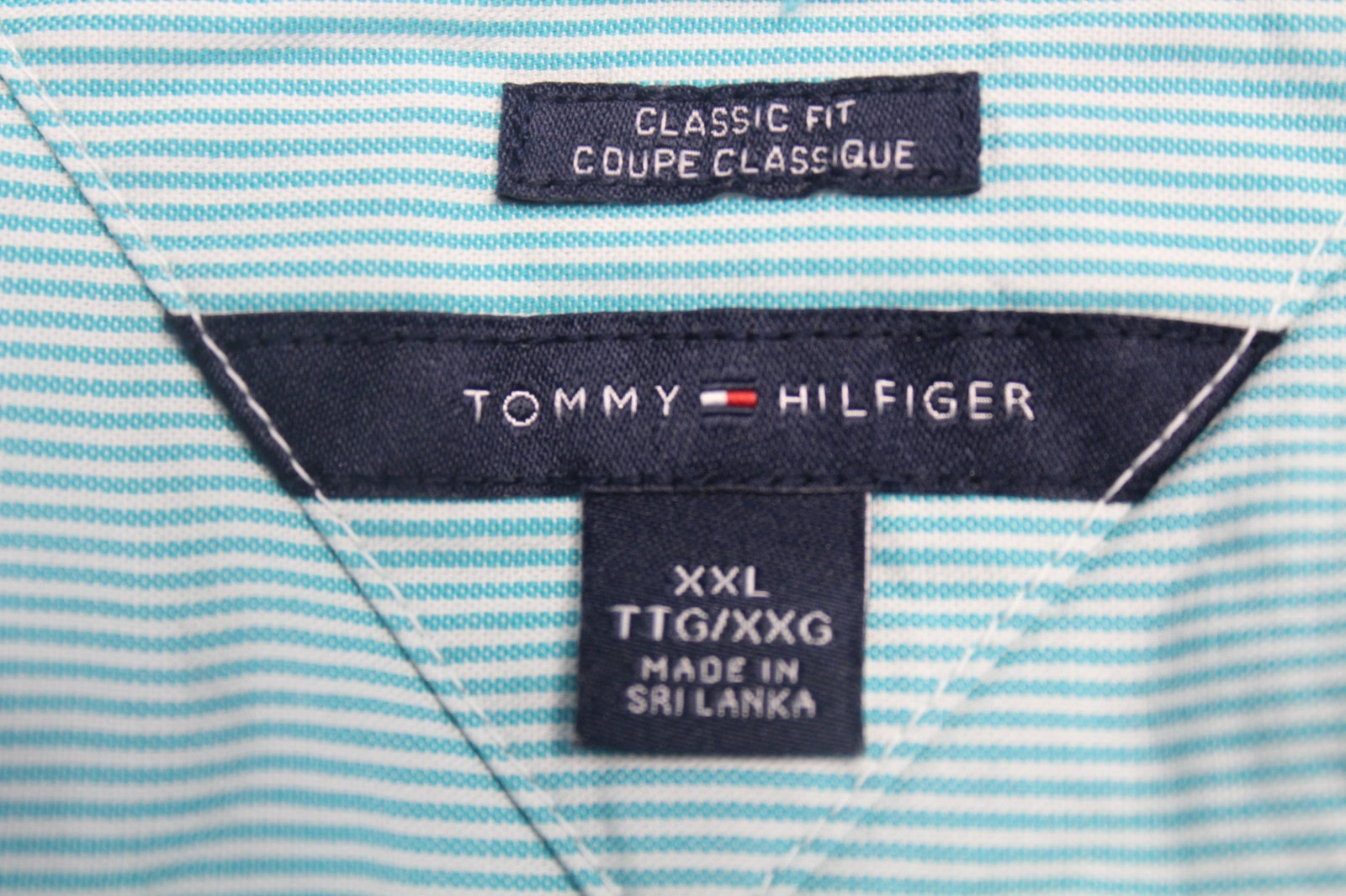 Tommy Hilfiger green stripe dip dye long roll-tab slv button front shirt XXL