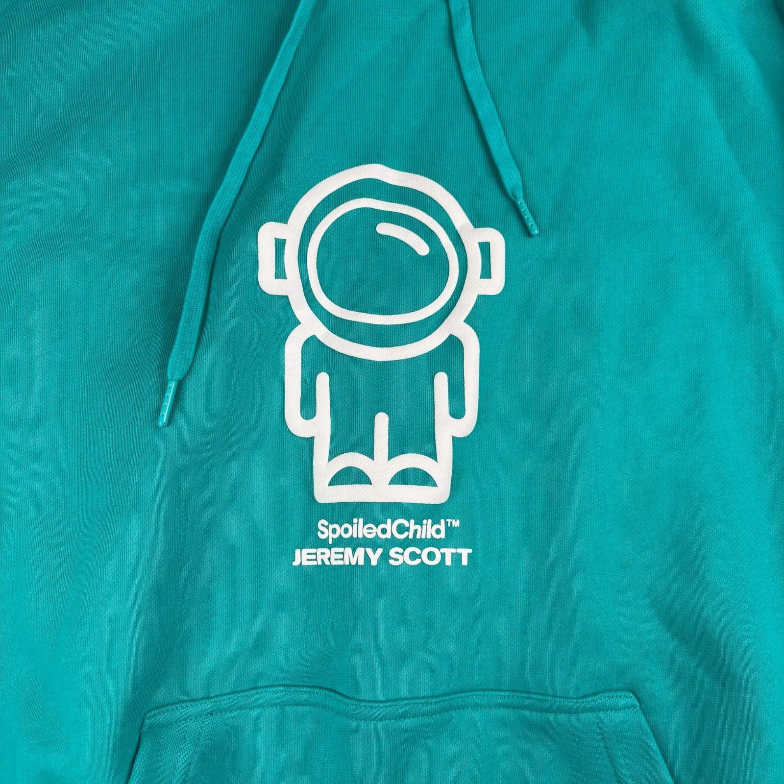 Jeremy Scott Mens Turquoise Blue Spoiled Child The Explorer Pullover Hoodie Sz L