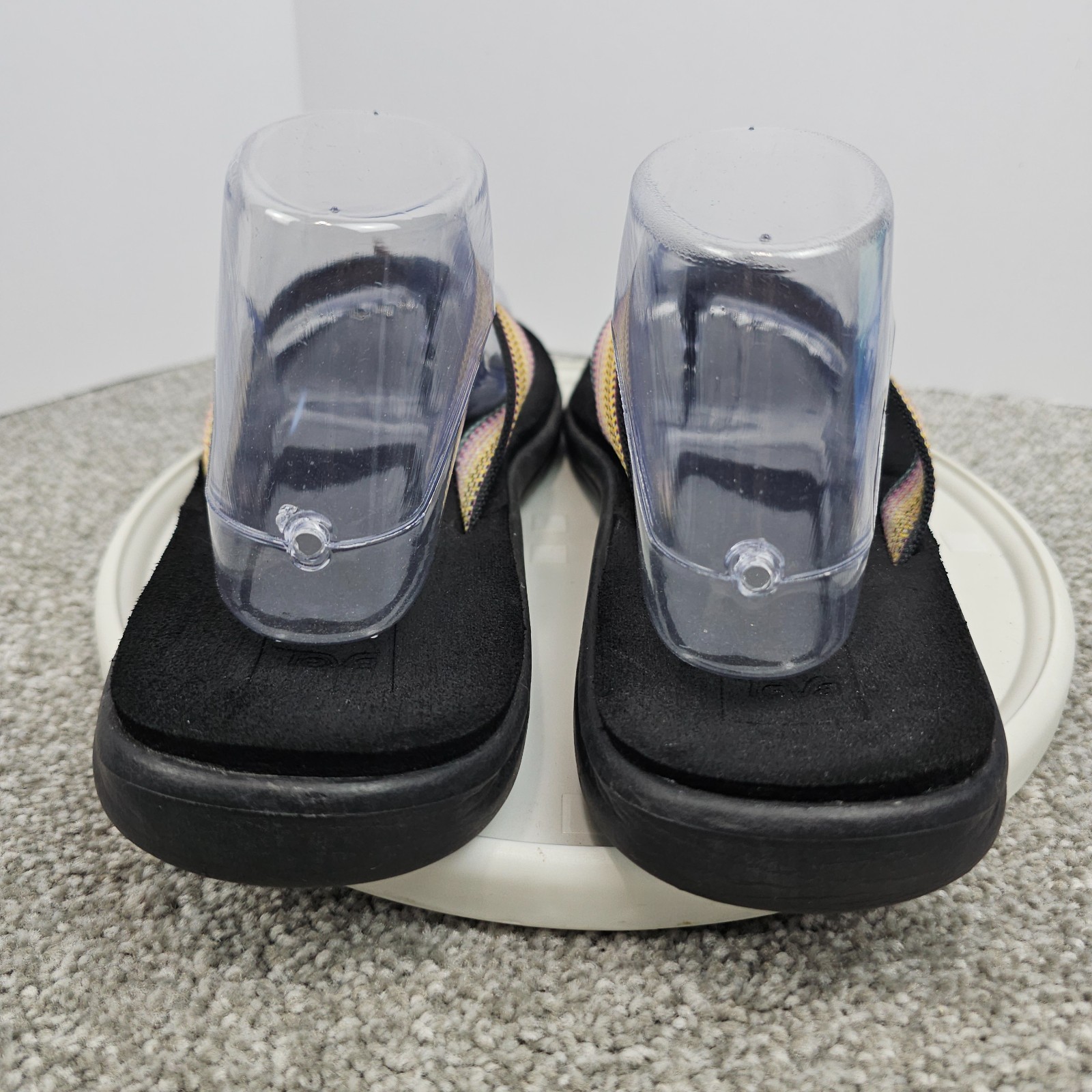 Teva Womens Voya Flip Flops Antiguous Black Multi Color Straps Size 10 US