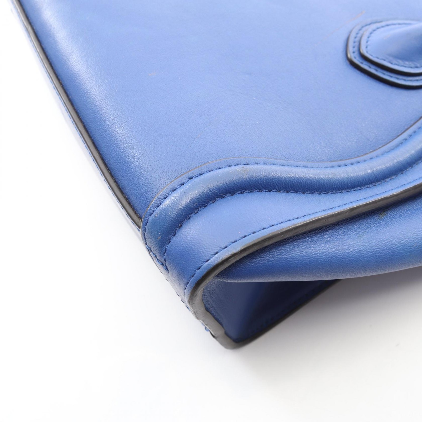 CELINE Luggage Nano Shopper Shoulder Crossbody Handbag 168243 leather Blue Used