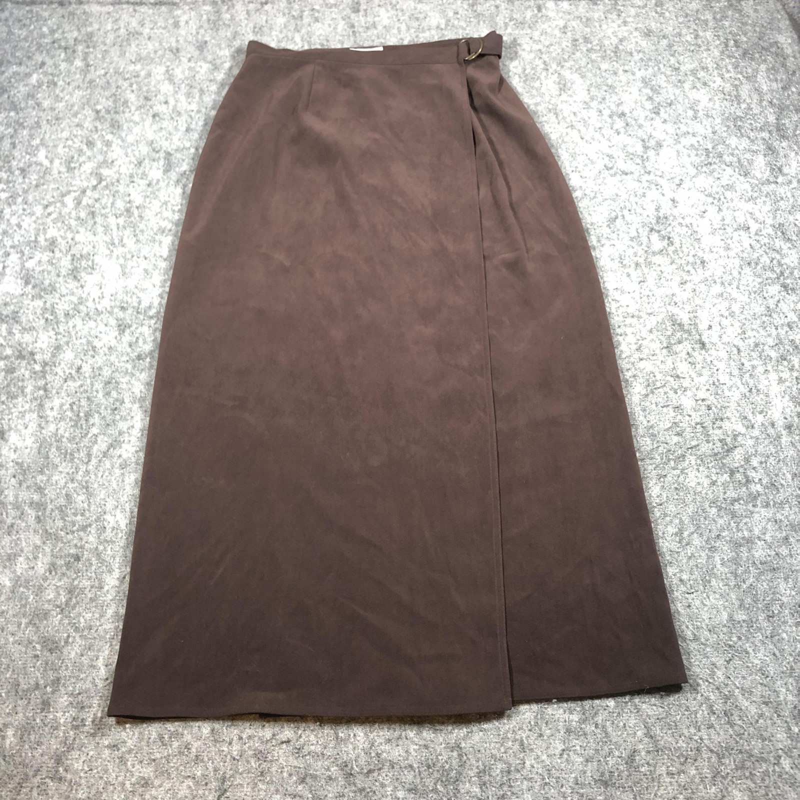 Talbots Skirt Womens 10 Brown Wrap Maxi Buckle Strap Stretch Workwear Career