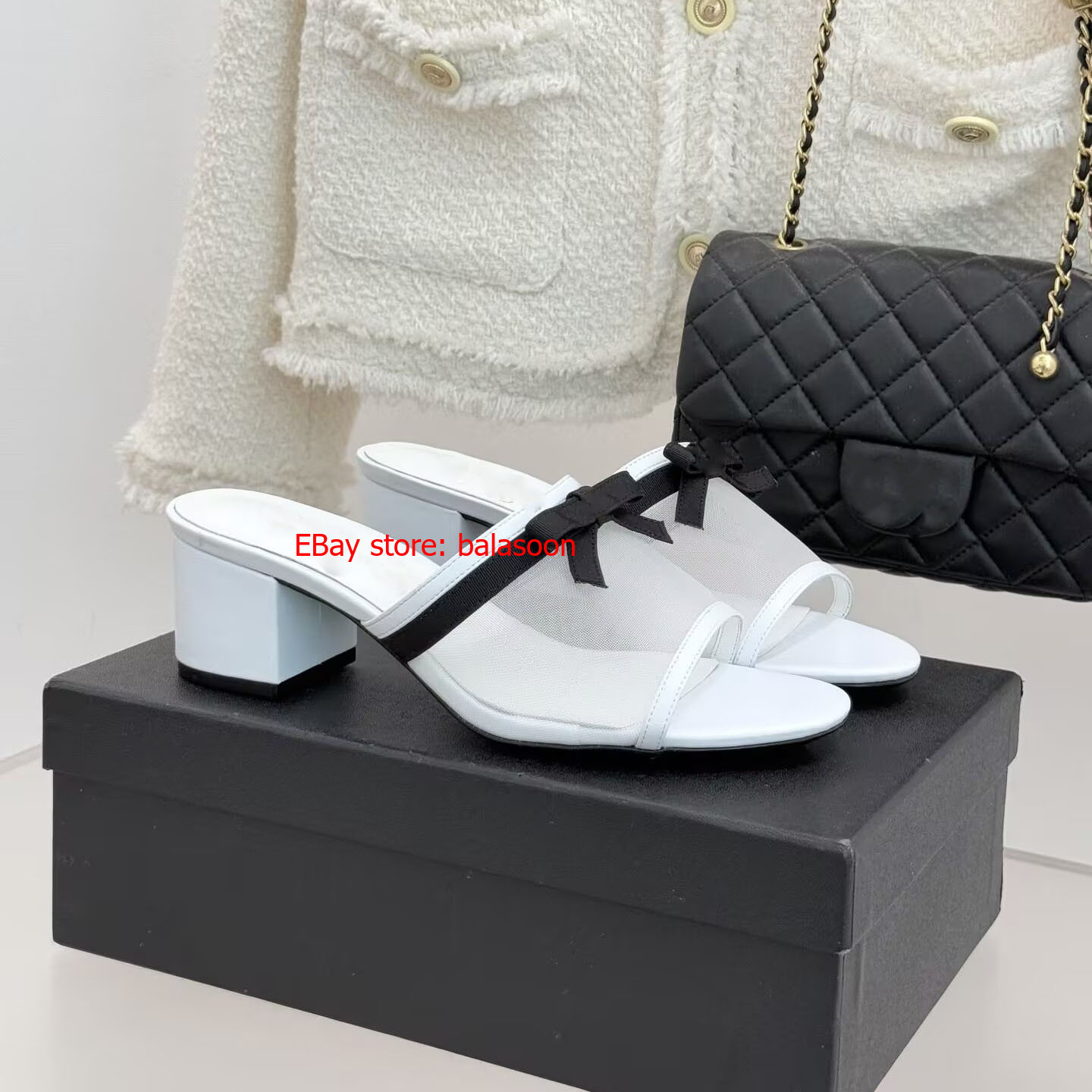 bow low-heeled slippers spring and summer 2026 mesh slippers comfortable 35-40