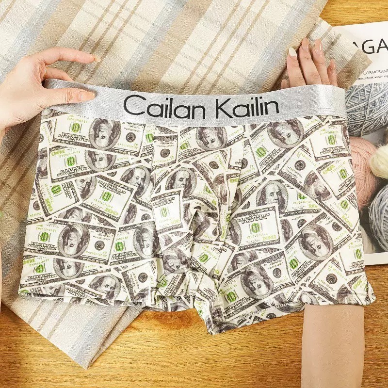 5-Pack Men’s Ice Silk Boxer Briefs Funny Novelty Printed Underwear Breathable