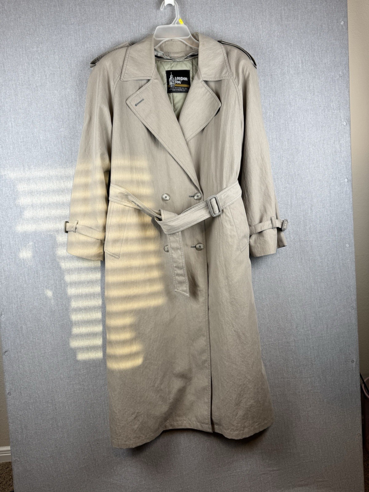 London Fog Trench Coat Beige Belted Removable Liner Size 12 Reg