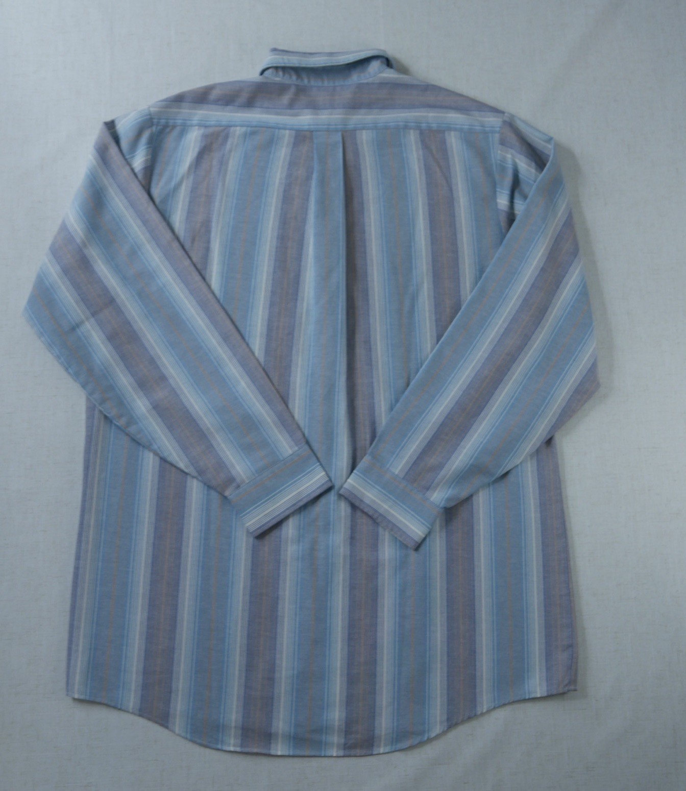 Vintage Puritan Mens 2XLT Striped Button Down Shirt Blue Olive Gold Long Sleeve