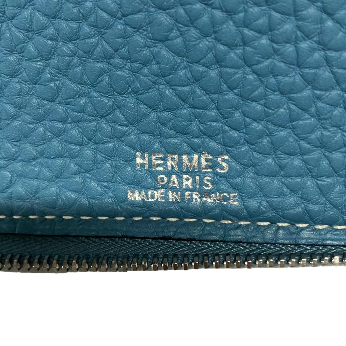 HERMES saxe blue Taurillon Clemence Square G Accessory Case