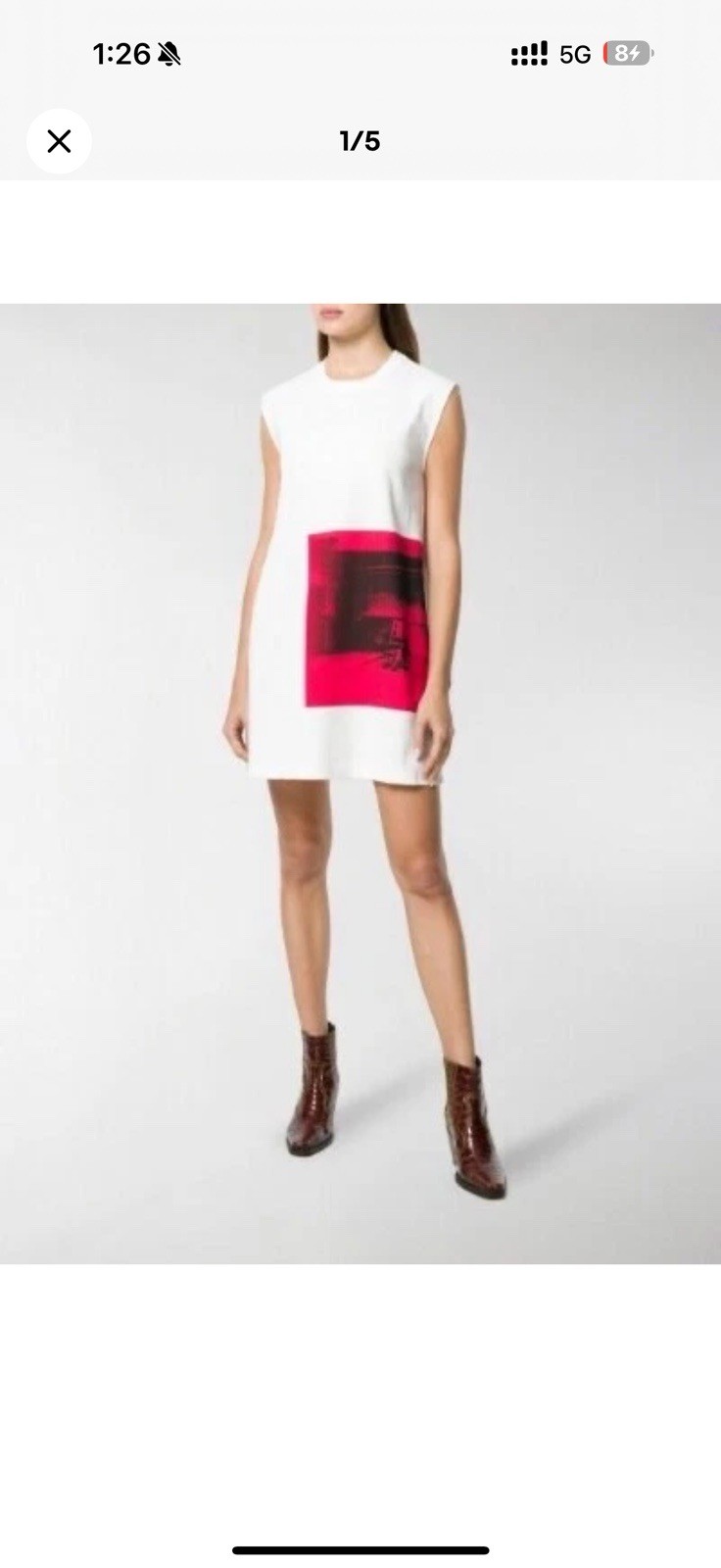 Calvin Klein 205W39NYC Andy Warhol Graphic Shift Dress XS White Red Black