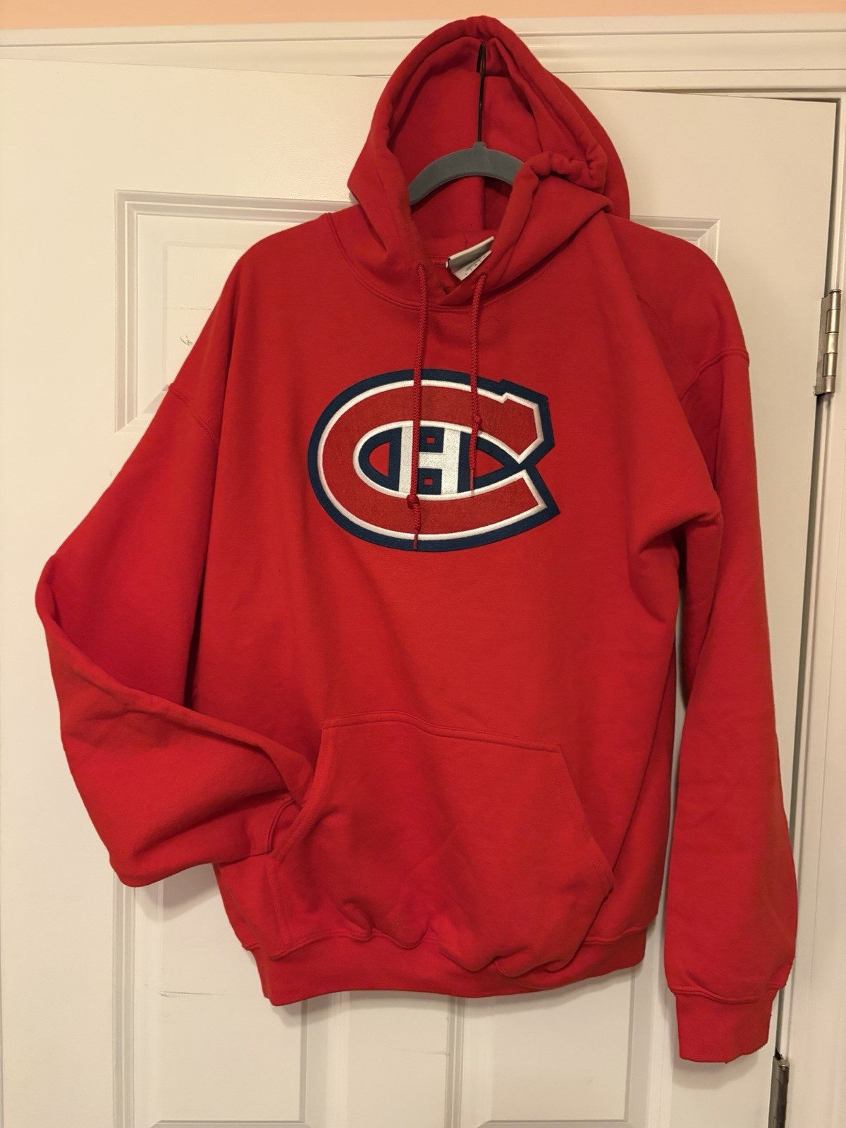 Men’s Majestic Heavy Knit Montreal Canadiens Stitched Sewn Logo Hoodie Size LG