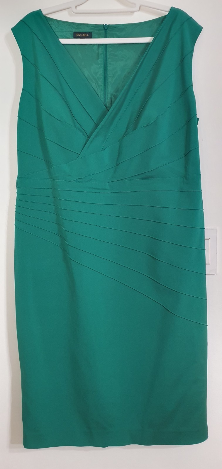 ESCADA Emerald Green Silk Blend Skirt Suit Jacket Set Size 46 EU / 16 US Vintage