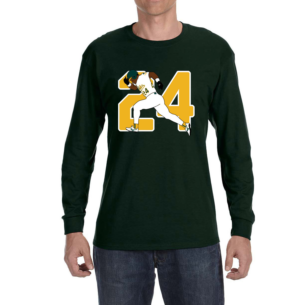 Oakland Athletics Rickey Henderson 24 Long sleeve Shirt