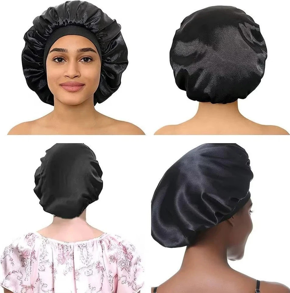 Satin Bonnet Silk Hair Bonnet Adjustable Bonne for Sleeping with Tie Band LOT