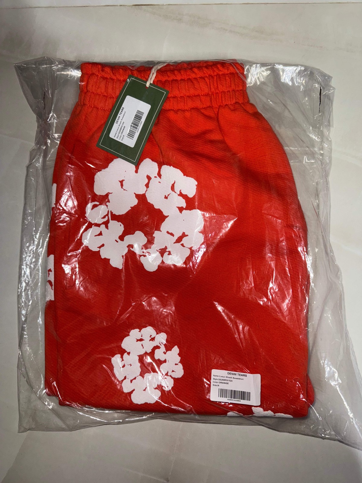 Denim Tears Cotton Wreath Sweat Shorts Dark Orange 100% Authentic