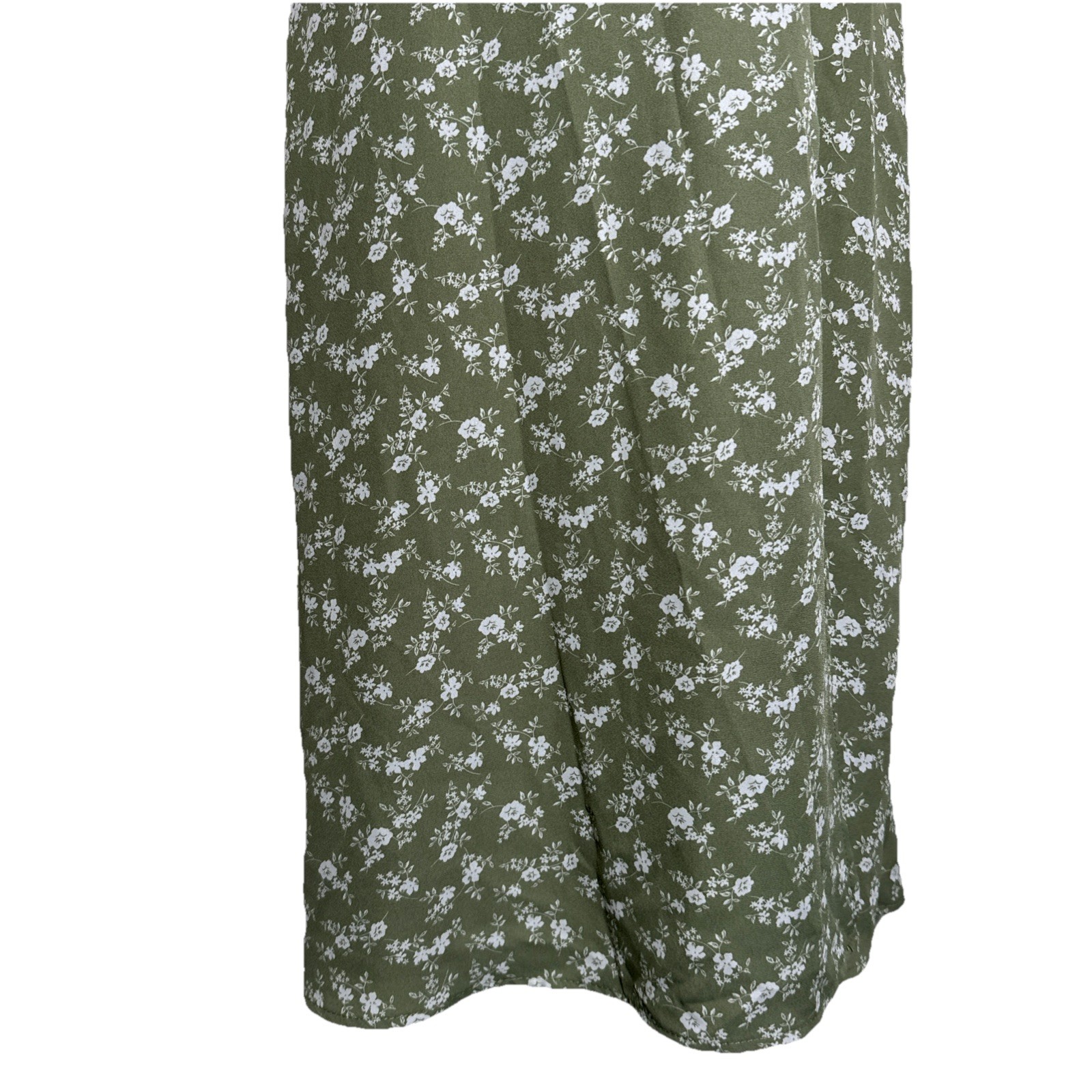 Hesperus Woman’s Small Ditsy Floral Green Midi Dress Cottagecore Puff Sleeve