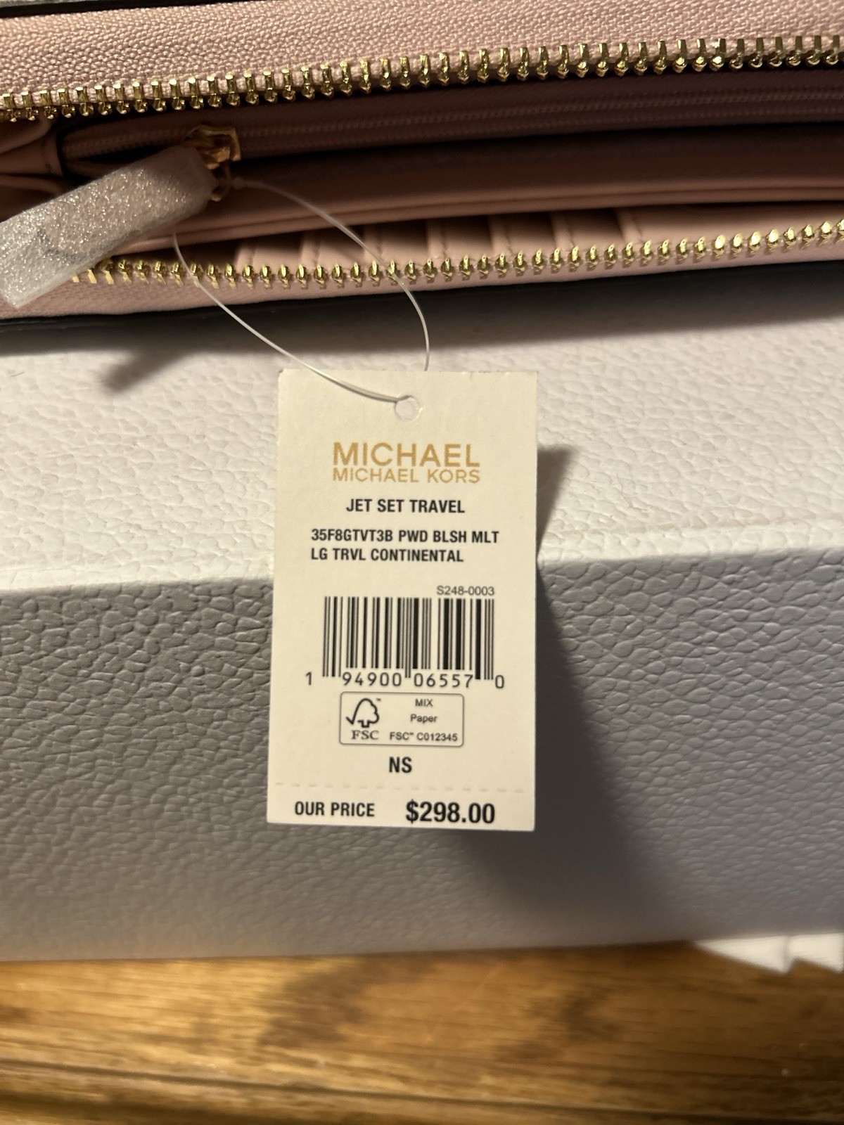 Michael Kors Jet Set Travel Zip-Around Continental Wallet Pink Beige Logo