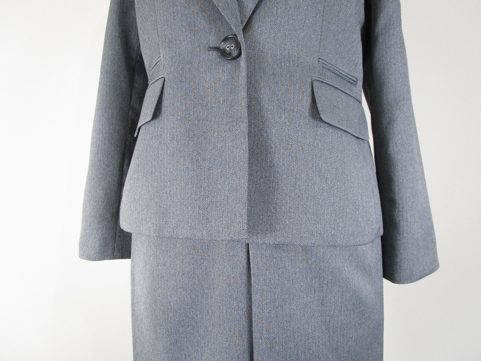 Kasper Womens Plus Size Solid Gray Pant Suit Size 14 Formal Business Career