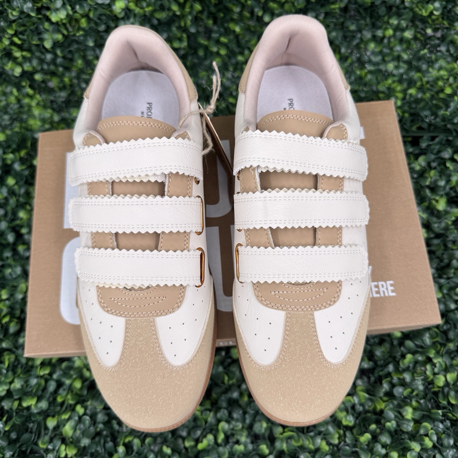 Project Cloud Eco-Leather Womens 9M Nude Ysabelle Trendy Sneakers Memory Foam