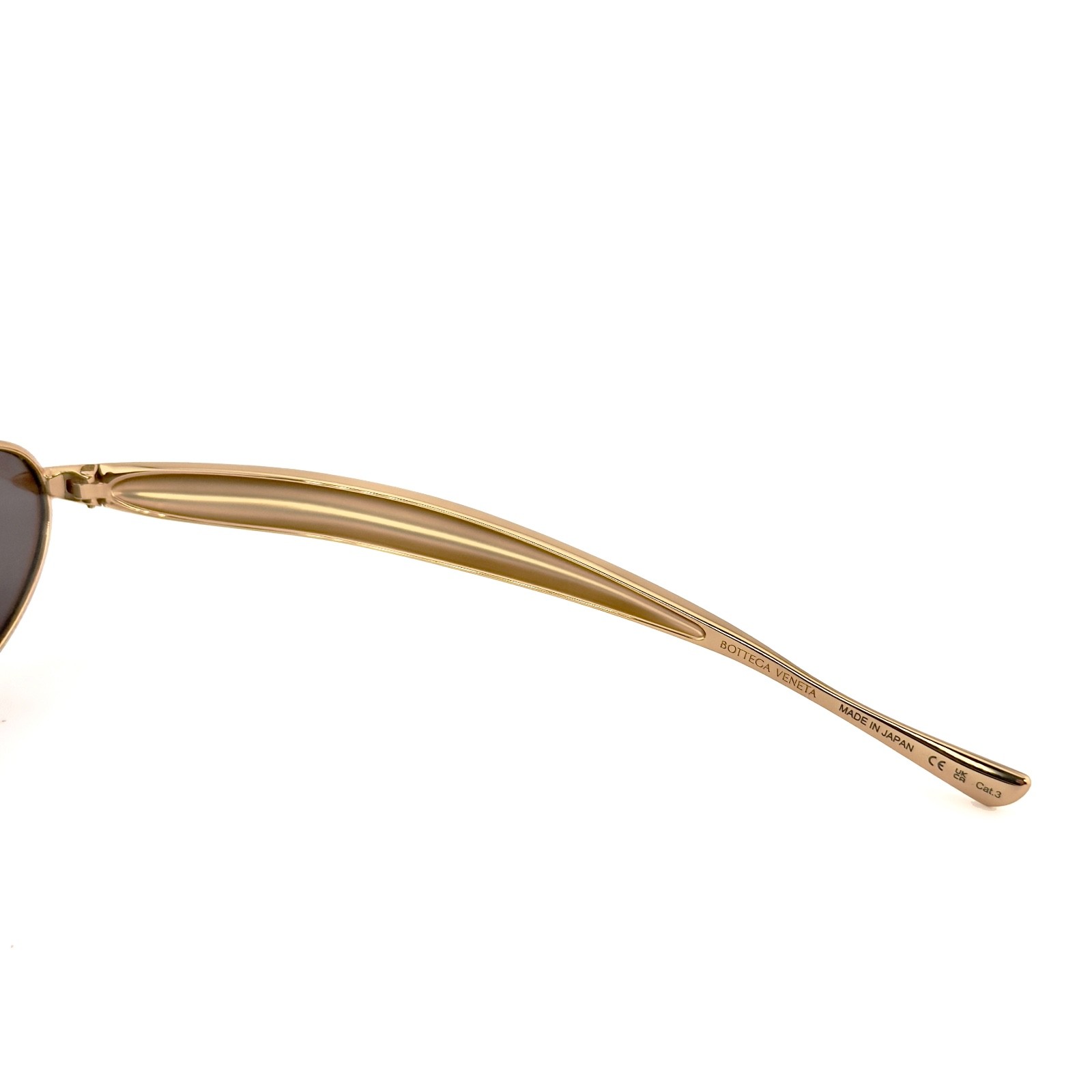 BOTTEGA VENETA 1386 SARDINE BV1386S Metal Gold Gray Unisex Oval Sunglass 001