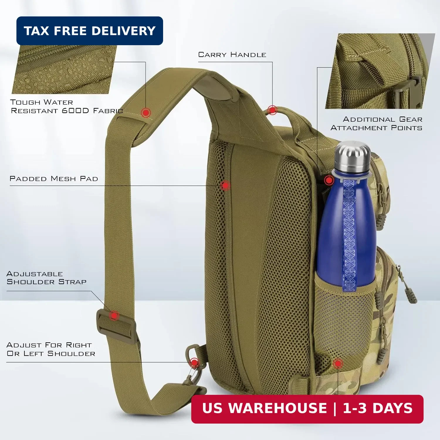 KastKing BlowBak Tactical Sling Tackle Bag-Lightweight Fishing Backpack Storge F