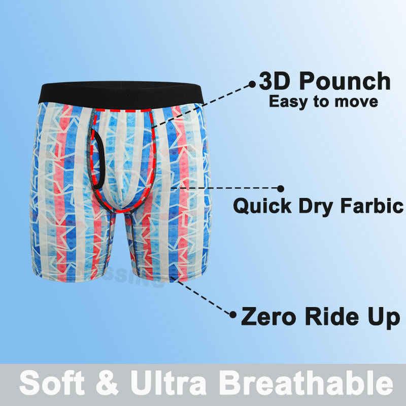 3 PACK Mens Long Leg Boxer Shorts Anti Chafing Underwear Comfort Briefs Trunks