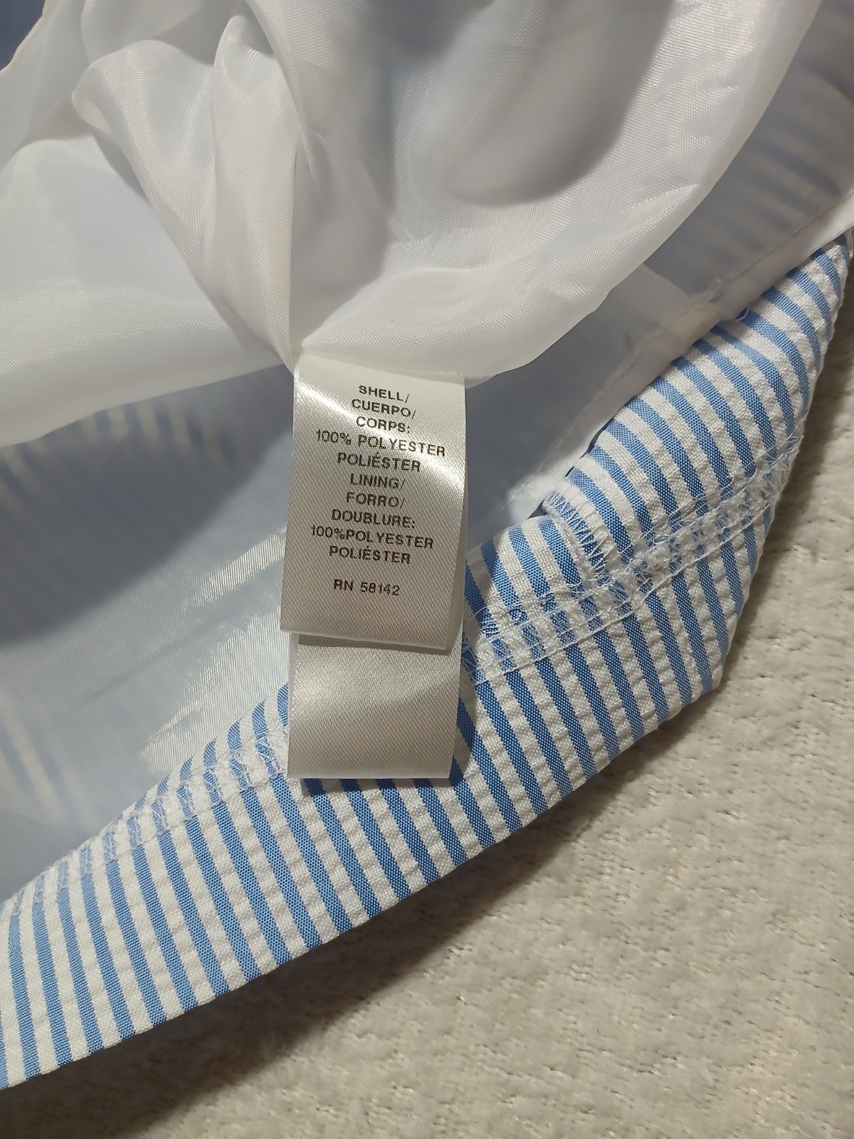London Times Blue White Striped Lace Sleeveless Shift Dress, Size 8