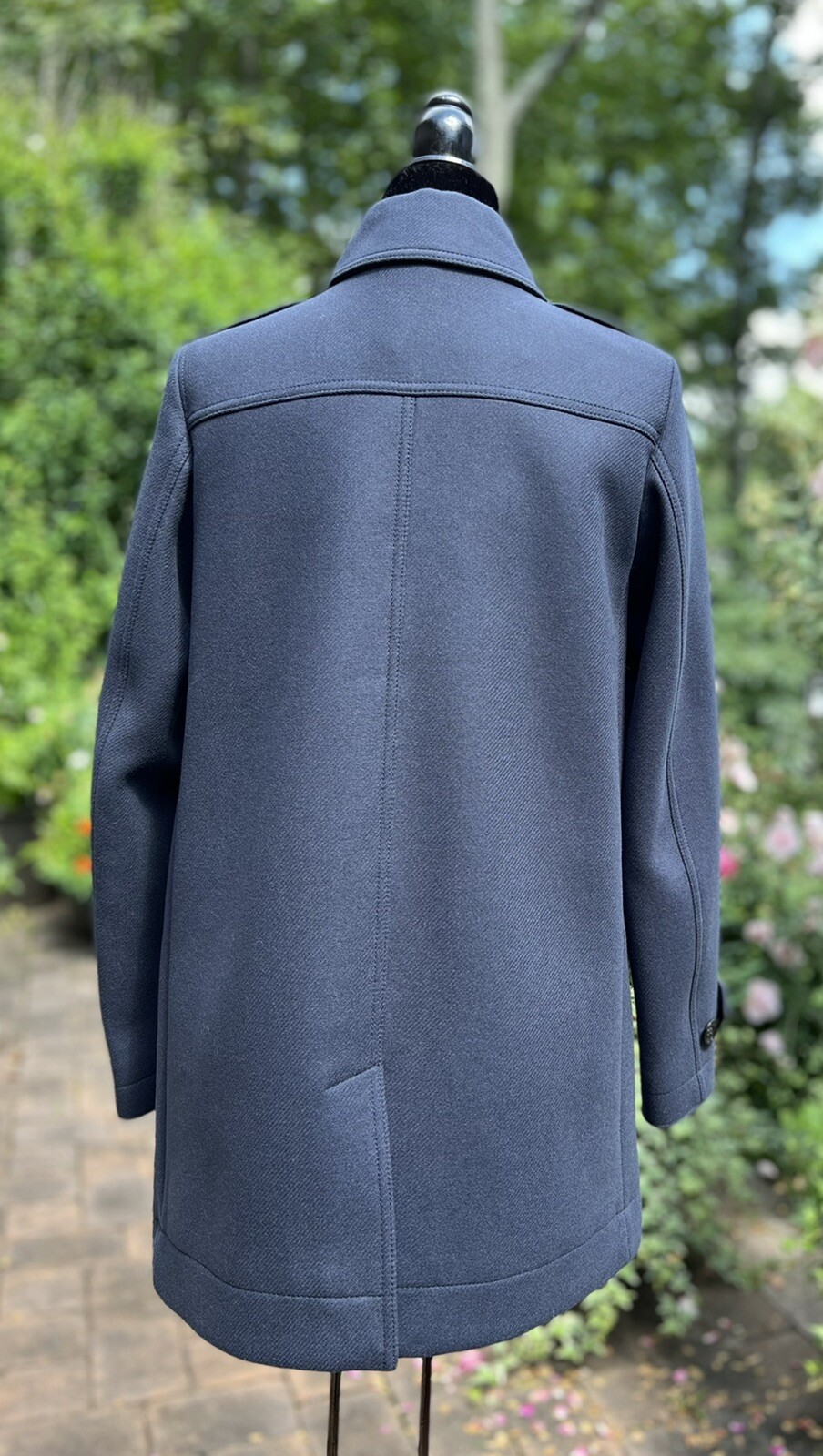 Burberry Brit Elmsby Wool Blend Coat Dark Navy Single Breasted US 6 NWT