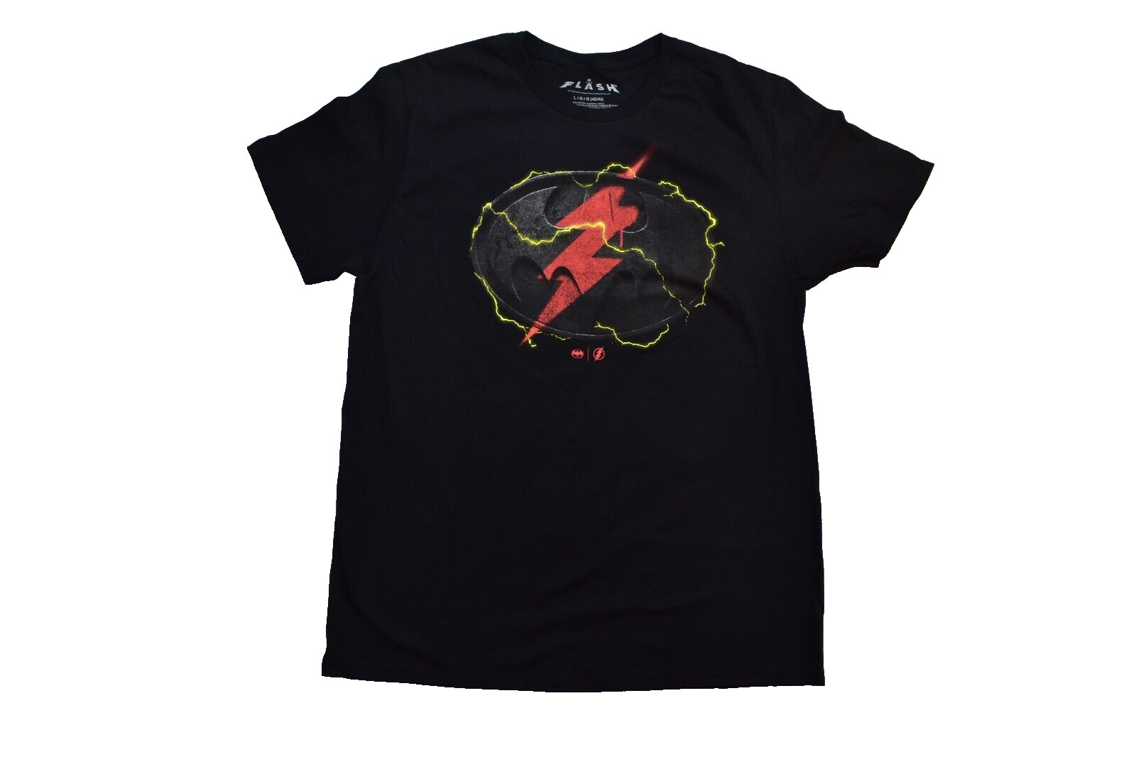 DC Comics The Flash Mens The Flash Batman Logo Mashup Logo Black Shirt New S-5XL