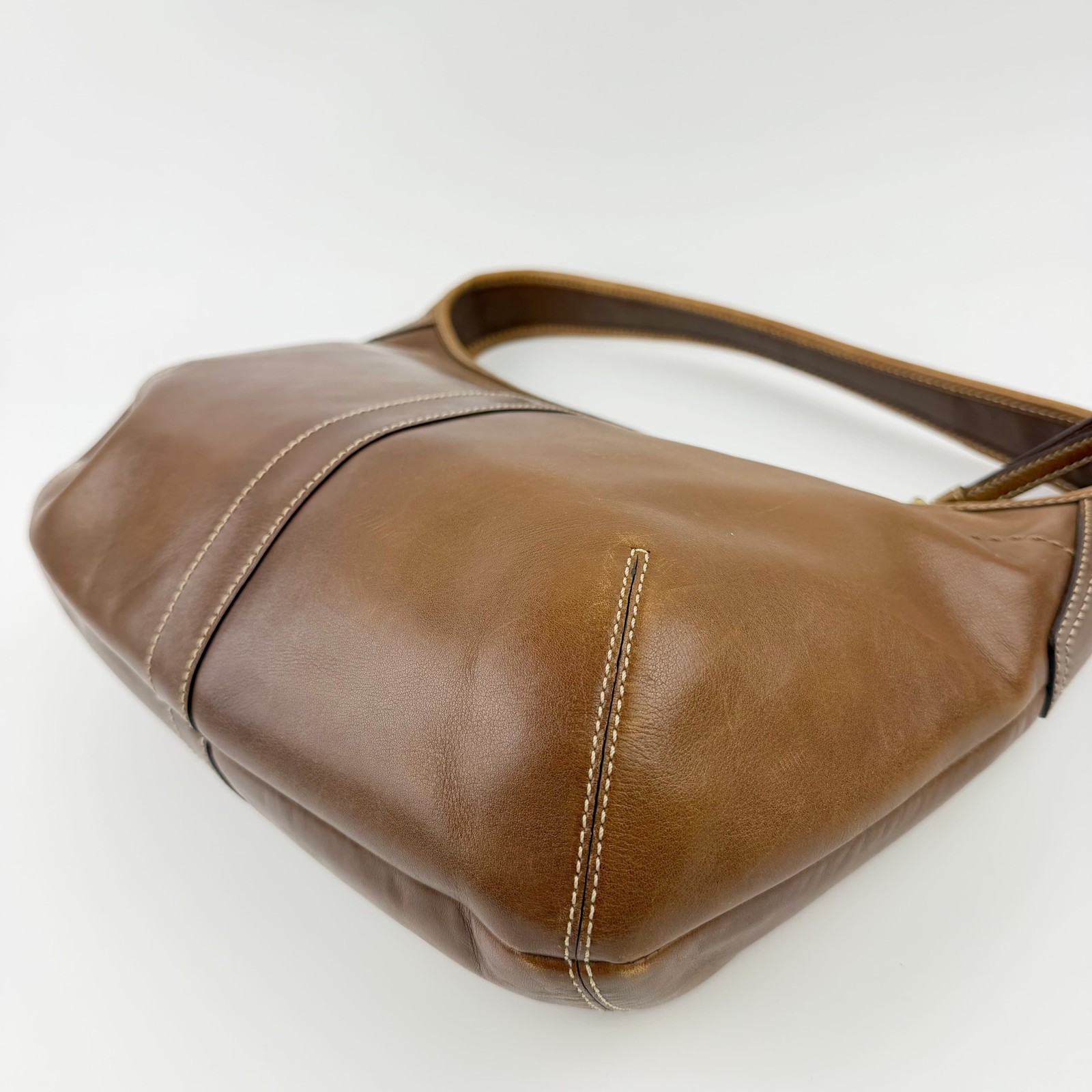 COACH Vintage Brown Leather Shoulder Bag Gold Hardware 11.4in HboC260603a04