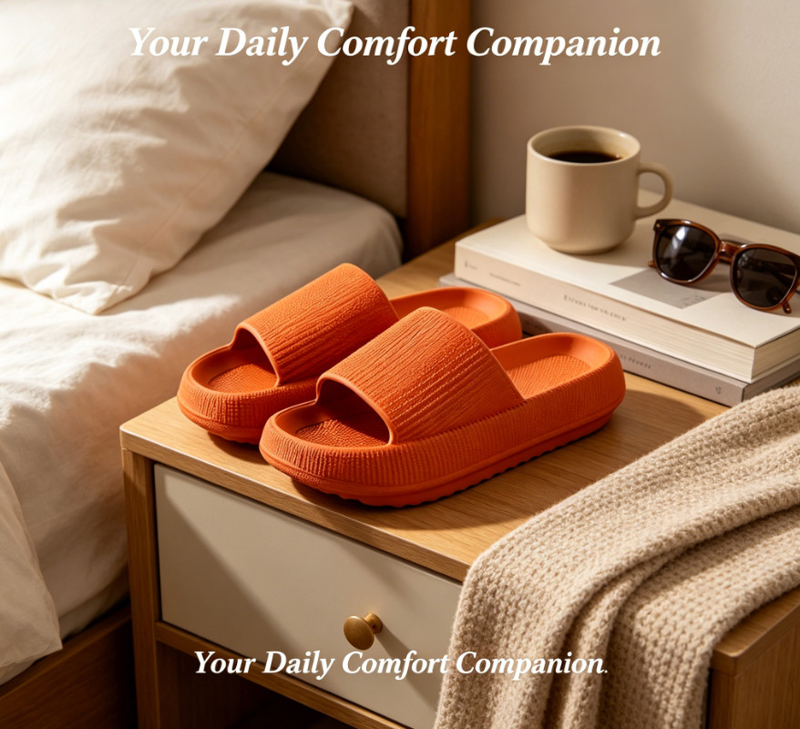 Orange Platform Slides — Soft Indoor/Outdoor Sandals US W10/M8.5 EU42