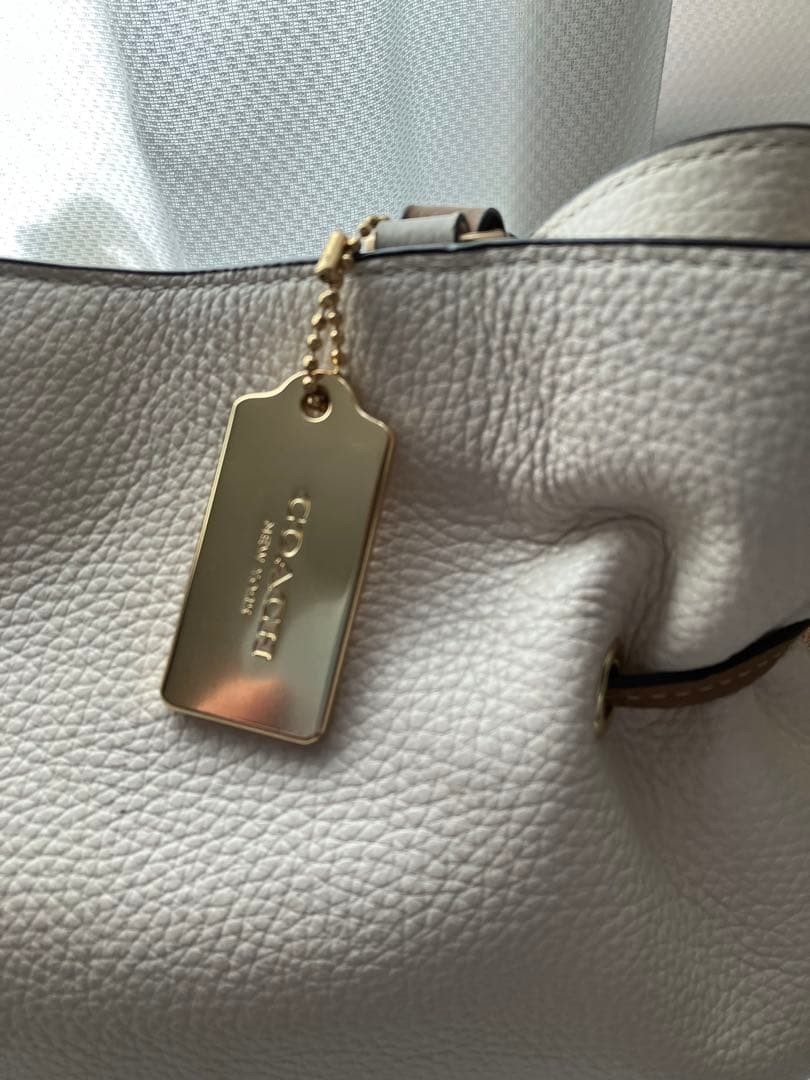 COACH Andy Tote Bag Leather Beige Ivory Carriage Logo 12a