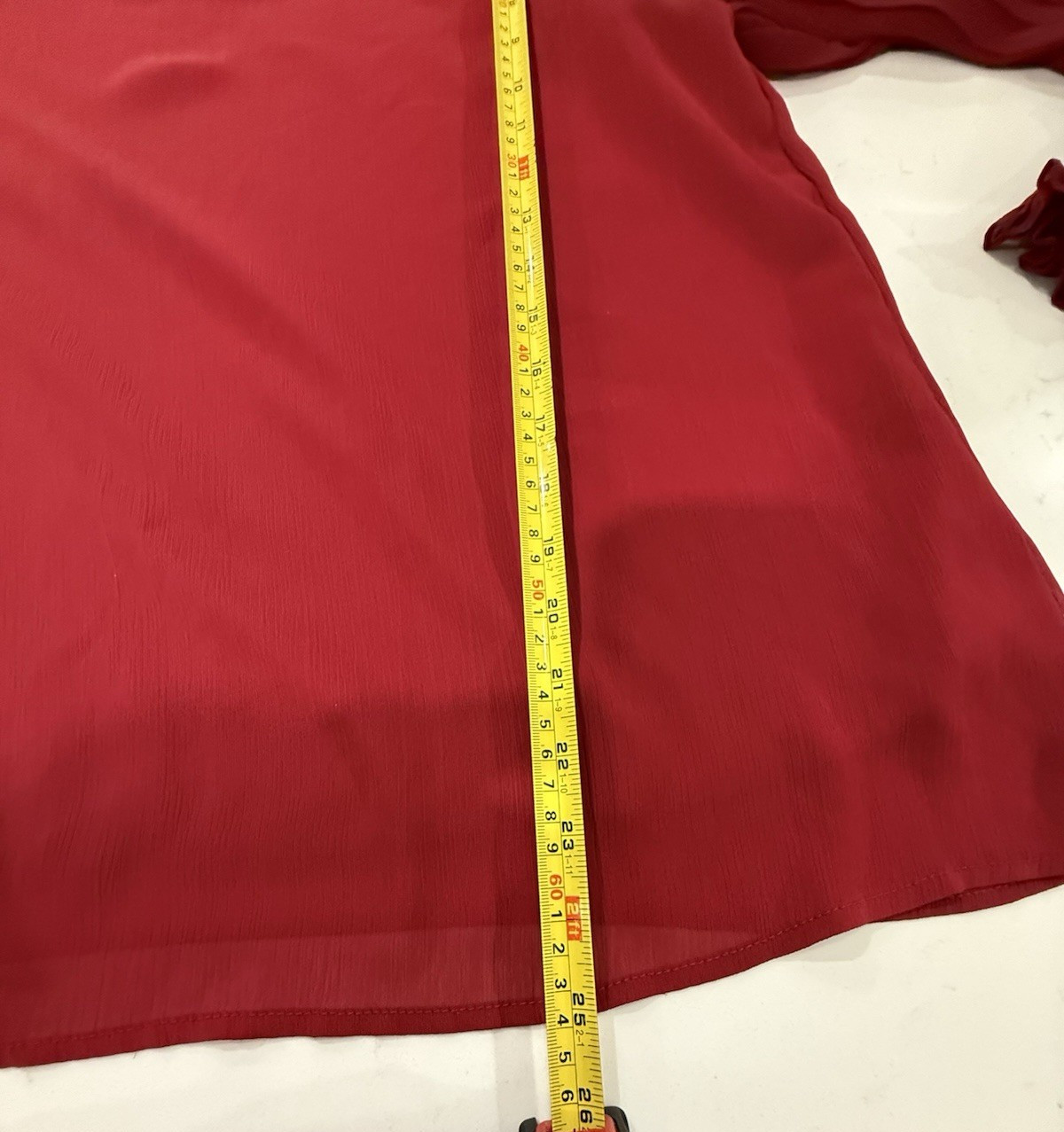 Aifer Top Womens M Cranberry Red Pleated Balloon Sleeves Dainty Flowy Lined EUC