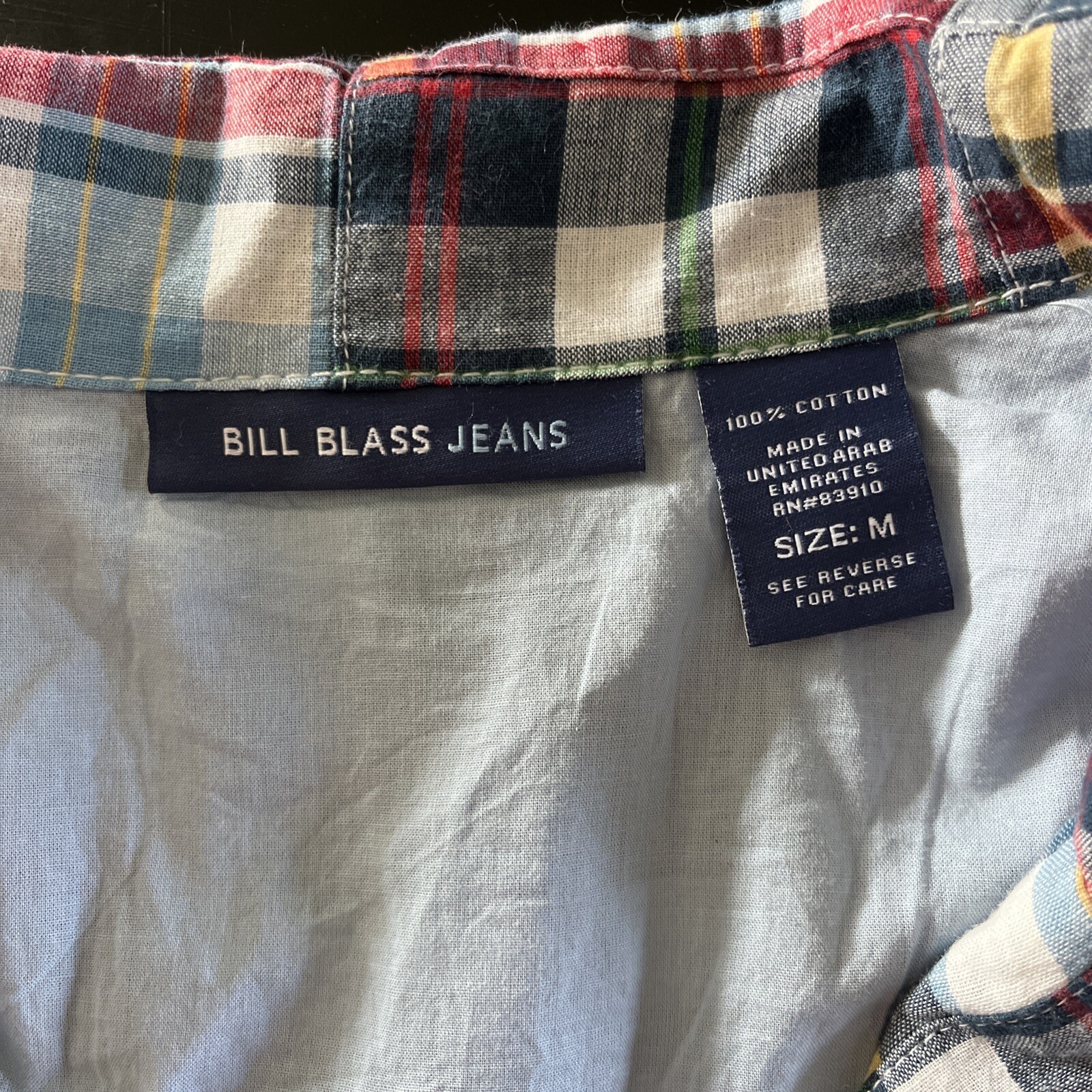 Bill Blass Jeans Quilted Patchwork Blazer Womens M Blue Plaid Cotton Jacket
