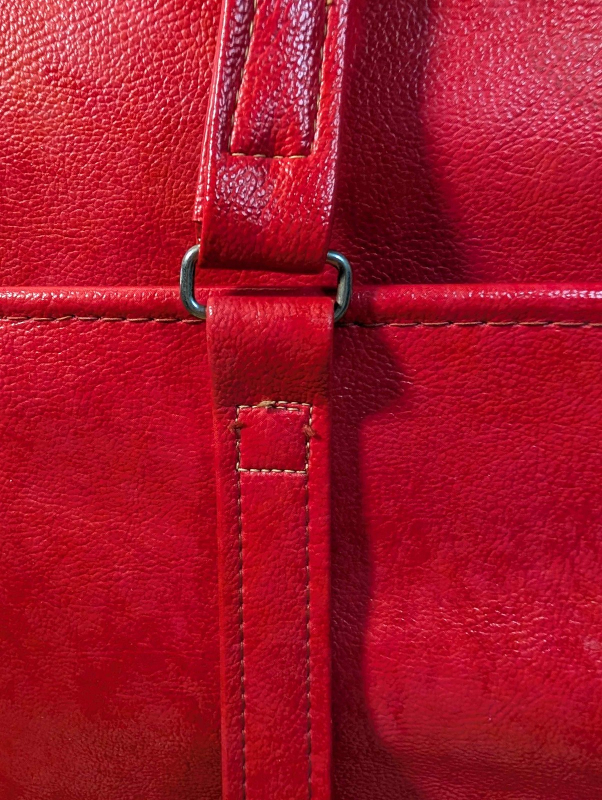 Vintage Samsonite Silhouette Red Vinyl Satchel 14.5in Boxy Tote Carry-on