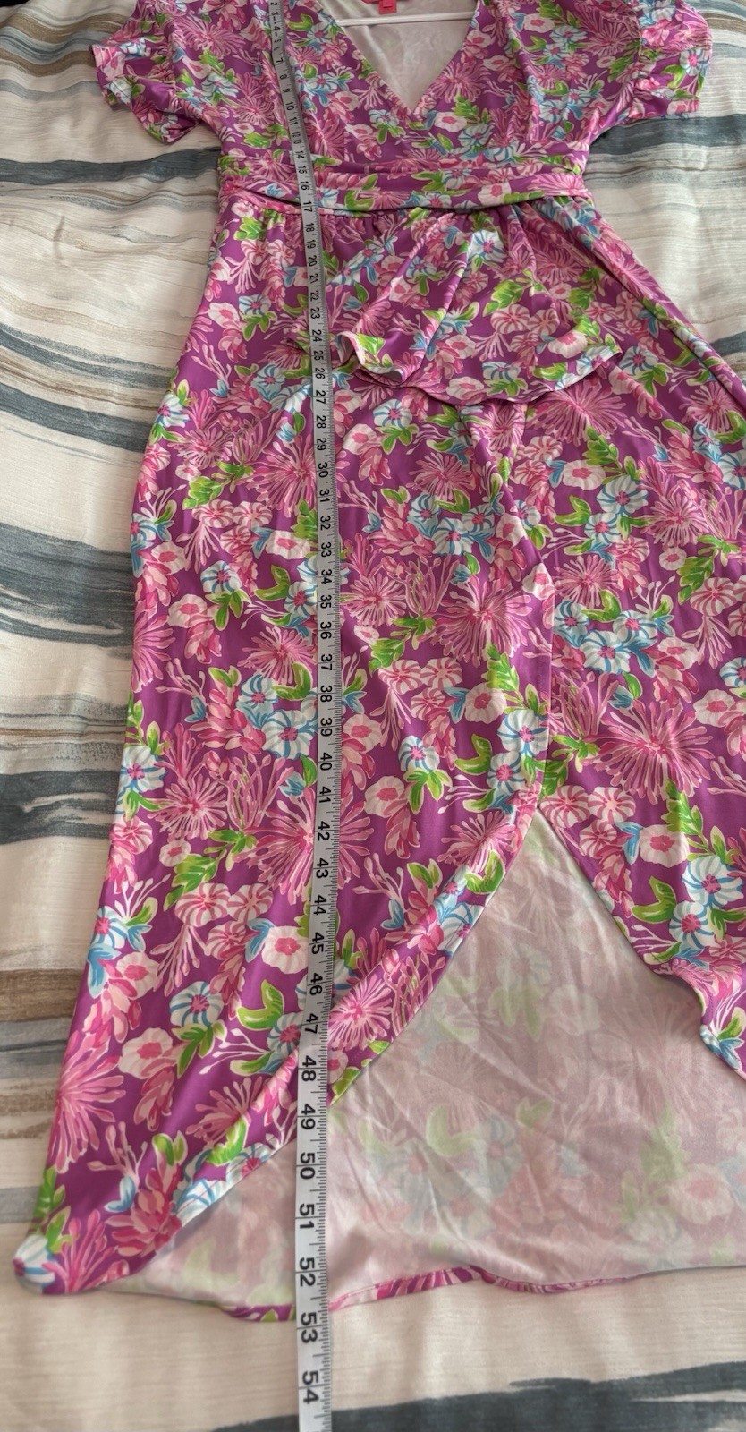 Lilly Pulitzer Anchorage Faux Wrap Midi Dress Amethyst Mom’s the Word Size M EUC