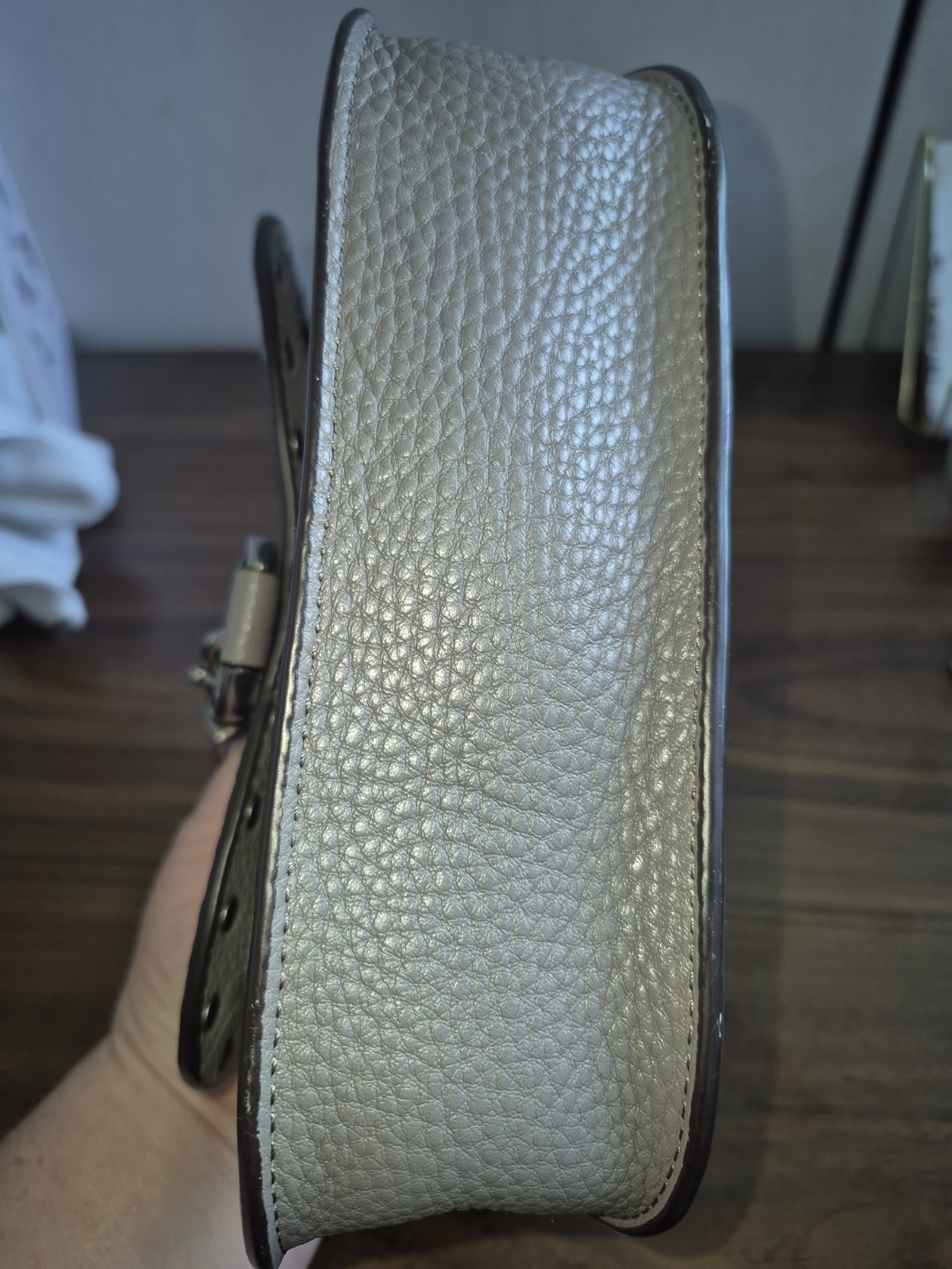 Rebecca Minkoff Women’s Gray Mini Studded Flap Crossbody, Chain Strap, Mag