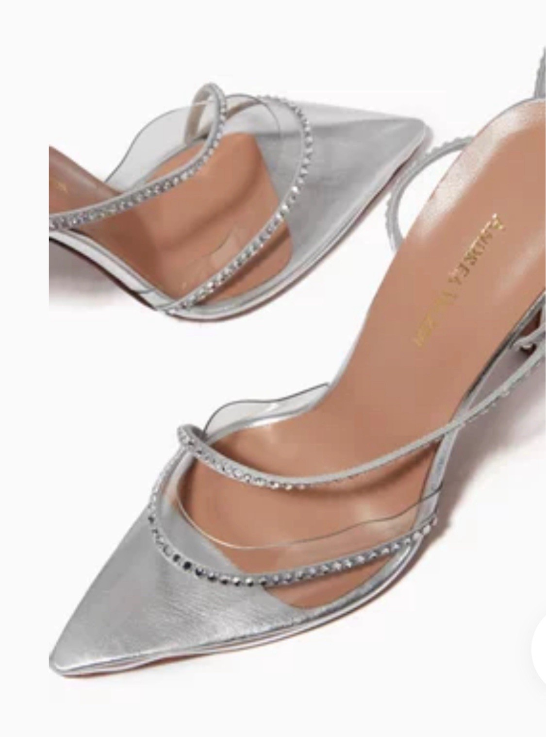 ANDREA WAZEN Silver Metallic Crystal DASSY SUNSET PVC Ankle WrapHeel EU39/8-8.5M