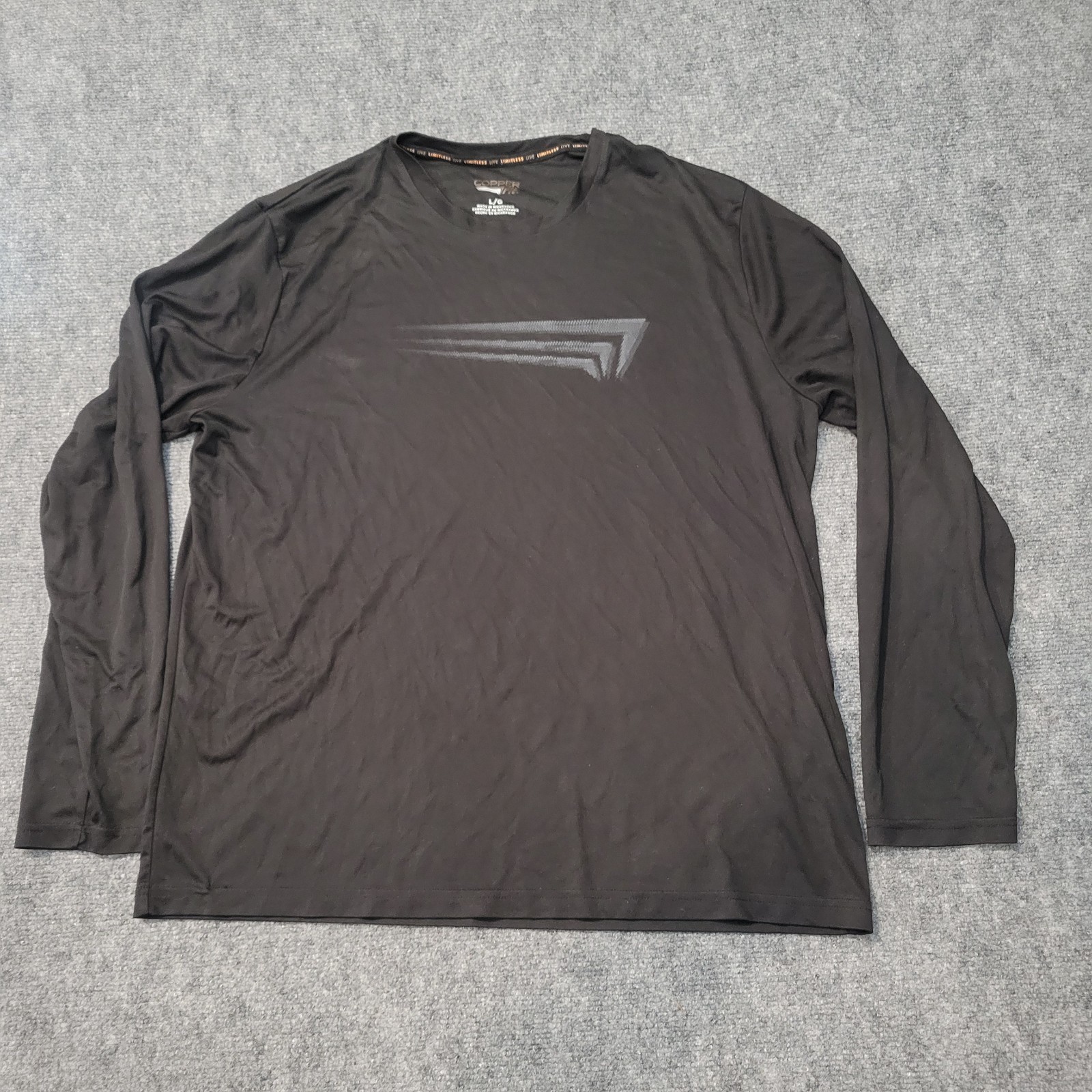 Copper Fit Long Sleeve Shirt Black Adult Large Copper Infused