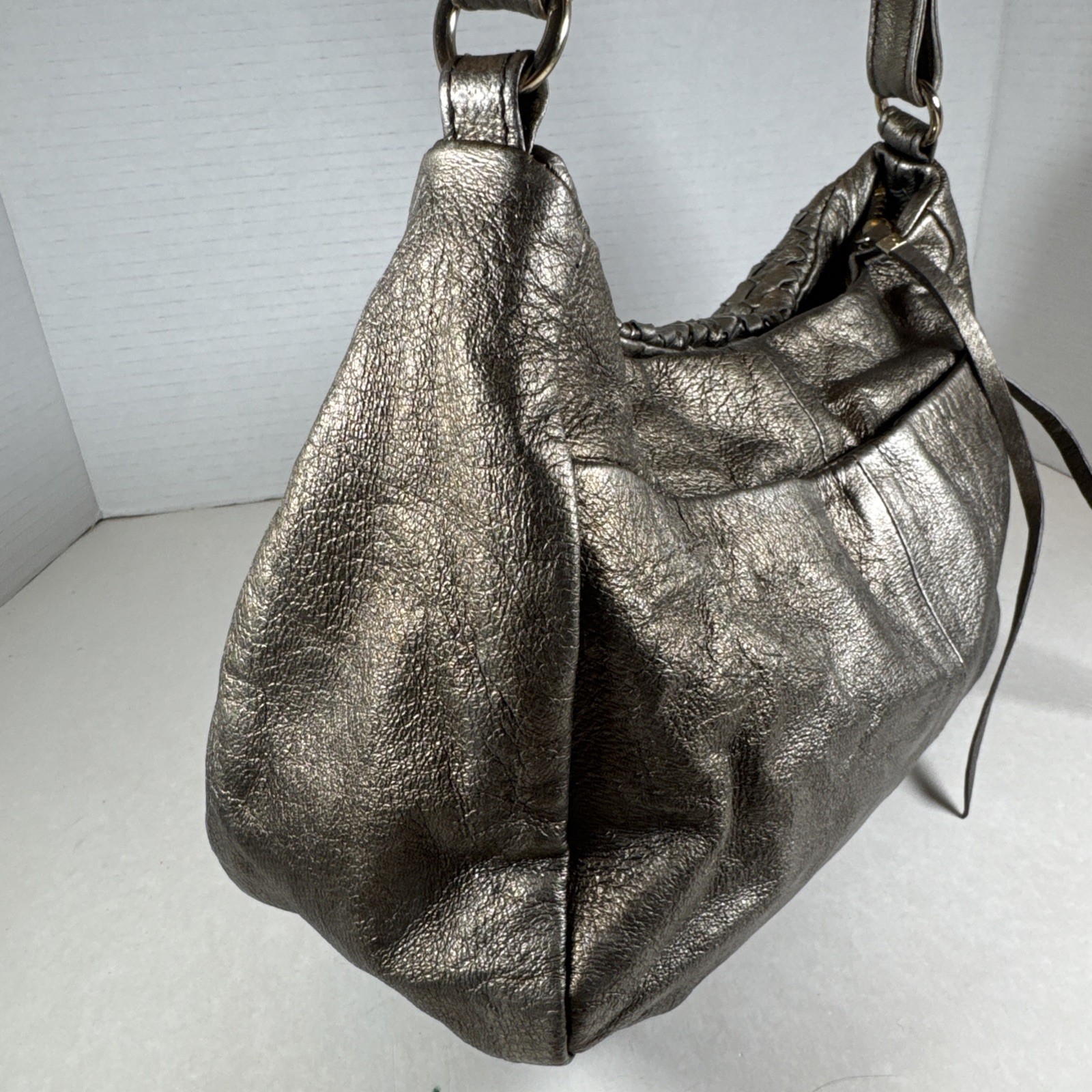 Elliott Lucca Purse Shoulder Bag Vibrant Gold Woven Leather Hobo Y2K Casual