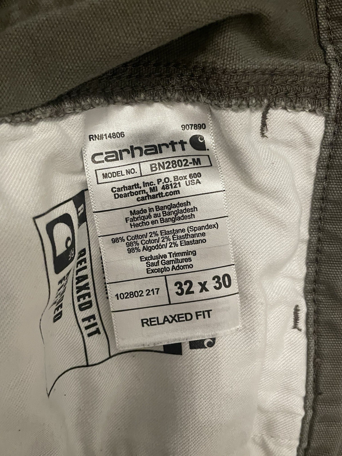Carhartt 102802 Canvas Double Knee Pants Green Y2K Workwear Preppy 32X30 (31X29)
