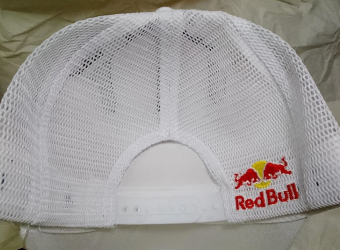 Red Bull Cap White Mesh Back Adjustable Snapback Hat NWT