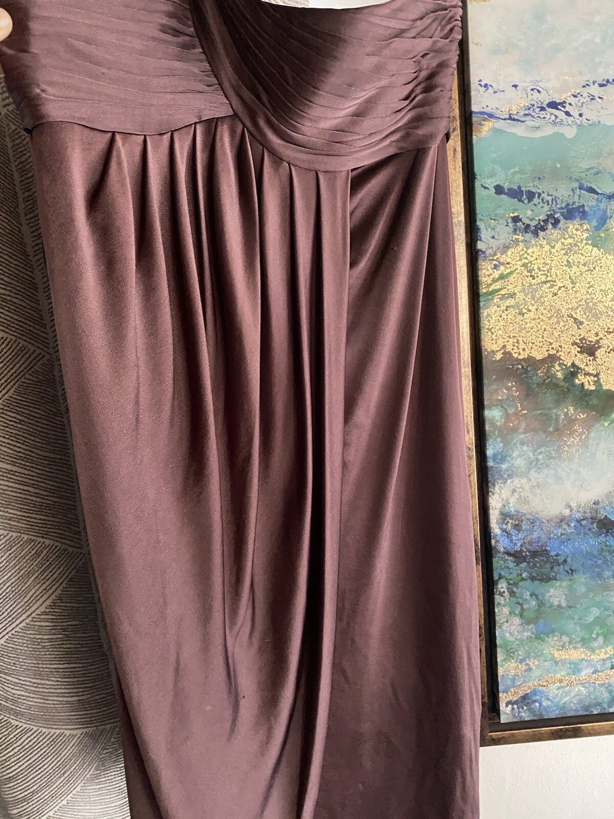BCBG Max Azria Brown Eve One-Shoulder Dress Cascade Cocktail Sz 8 NWT