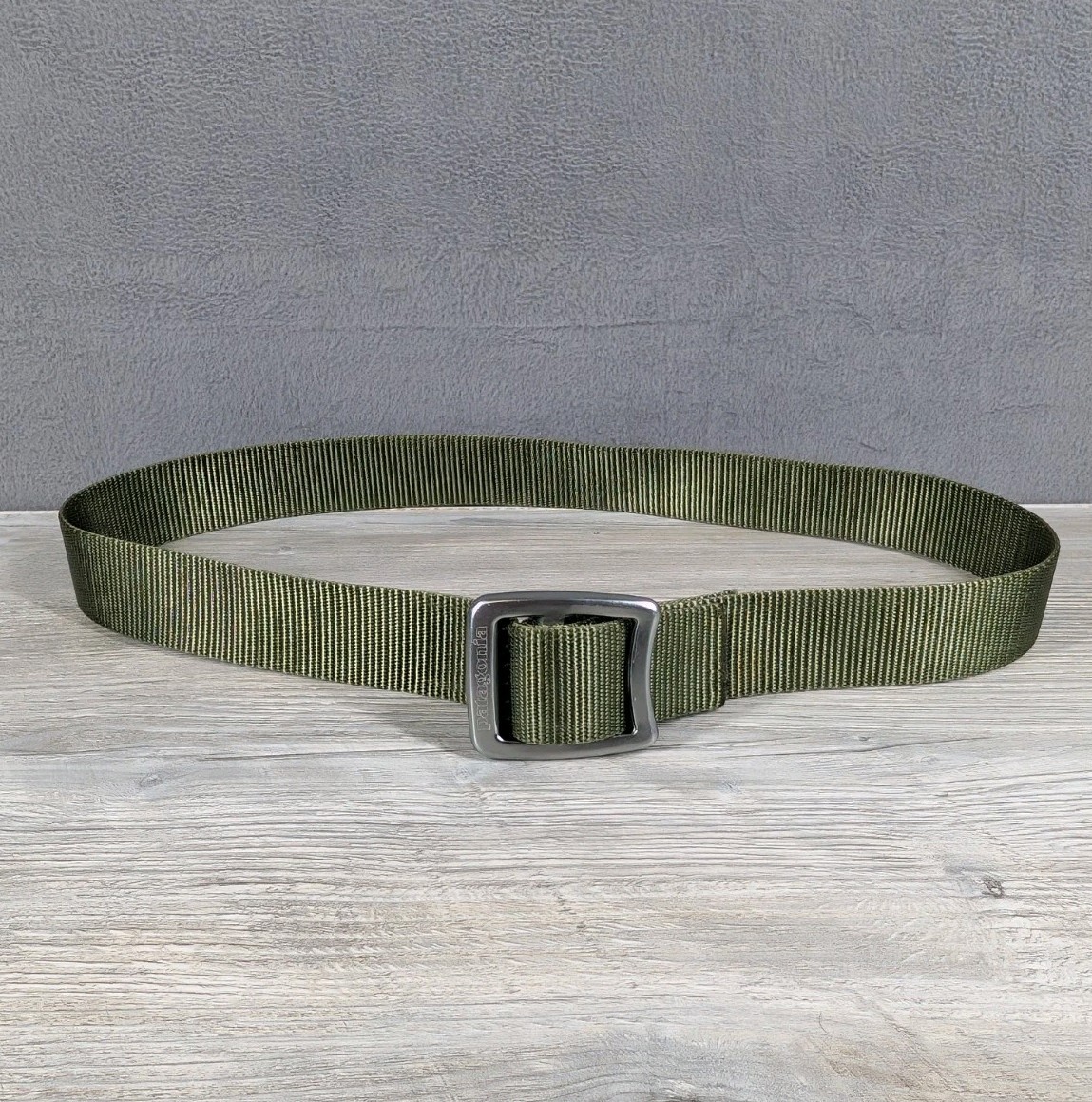 Patagonia 40 in Olive Tech Web Belt Lightweight Adventure Belt Hiking Outdoor
