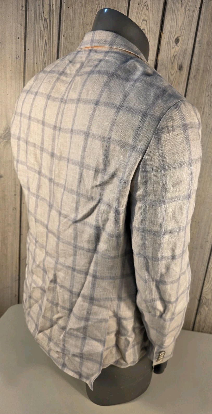Lansky Brothers Men’s 44R Jacket Sport Coat Linen Check Plaid Tallia