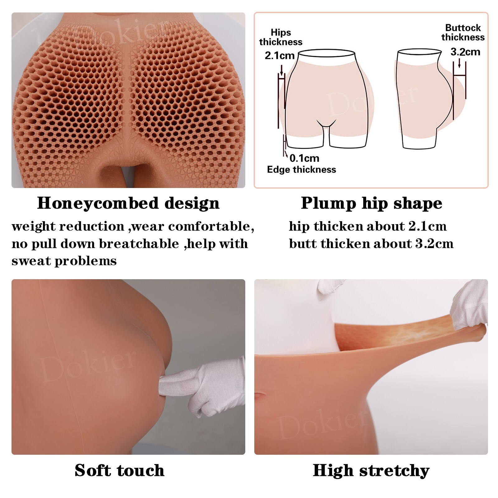 Dokier Silicone Hip Shaping Pants Panties Hip Buttock Enhancer Butt Lifting Pant